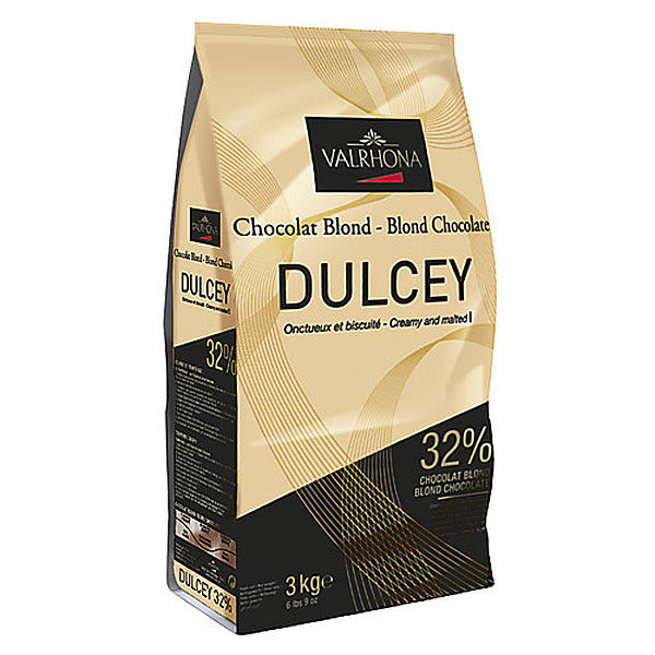 Wholesale Valrhona Dulcey Blond Chocolate Feves 7 lb Bag-1ct Case Bulk