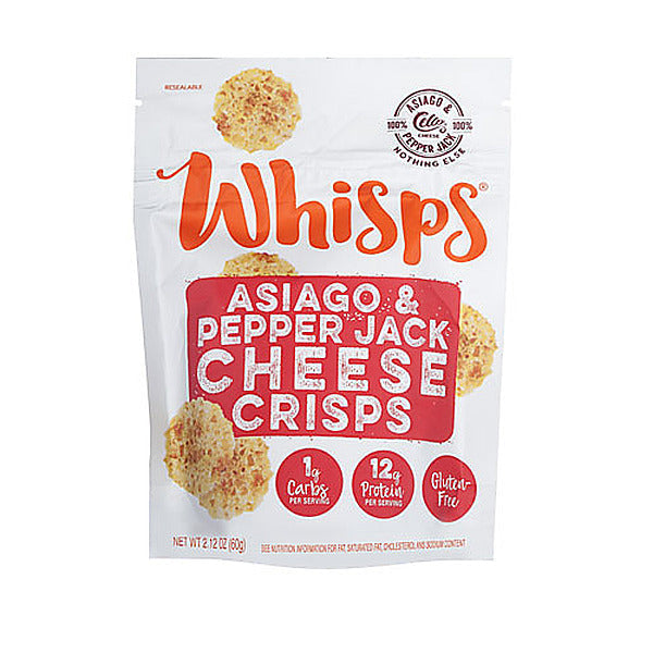 Cello® Whisps® Asiago & Pepper Jack Cheese Crisps 2.12 Oz Bag