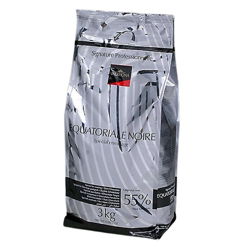 Wholesale Valrhona Equatoriale Noire Dark 55% Chocolate Feves 3 kg-1ct Case Bulk