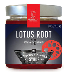 Wholesale Wild Hibiscus Lotus Root Slices in Hibiscus & Ginger Syrup 7 oz Jar-6ct Case Bulk