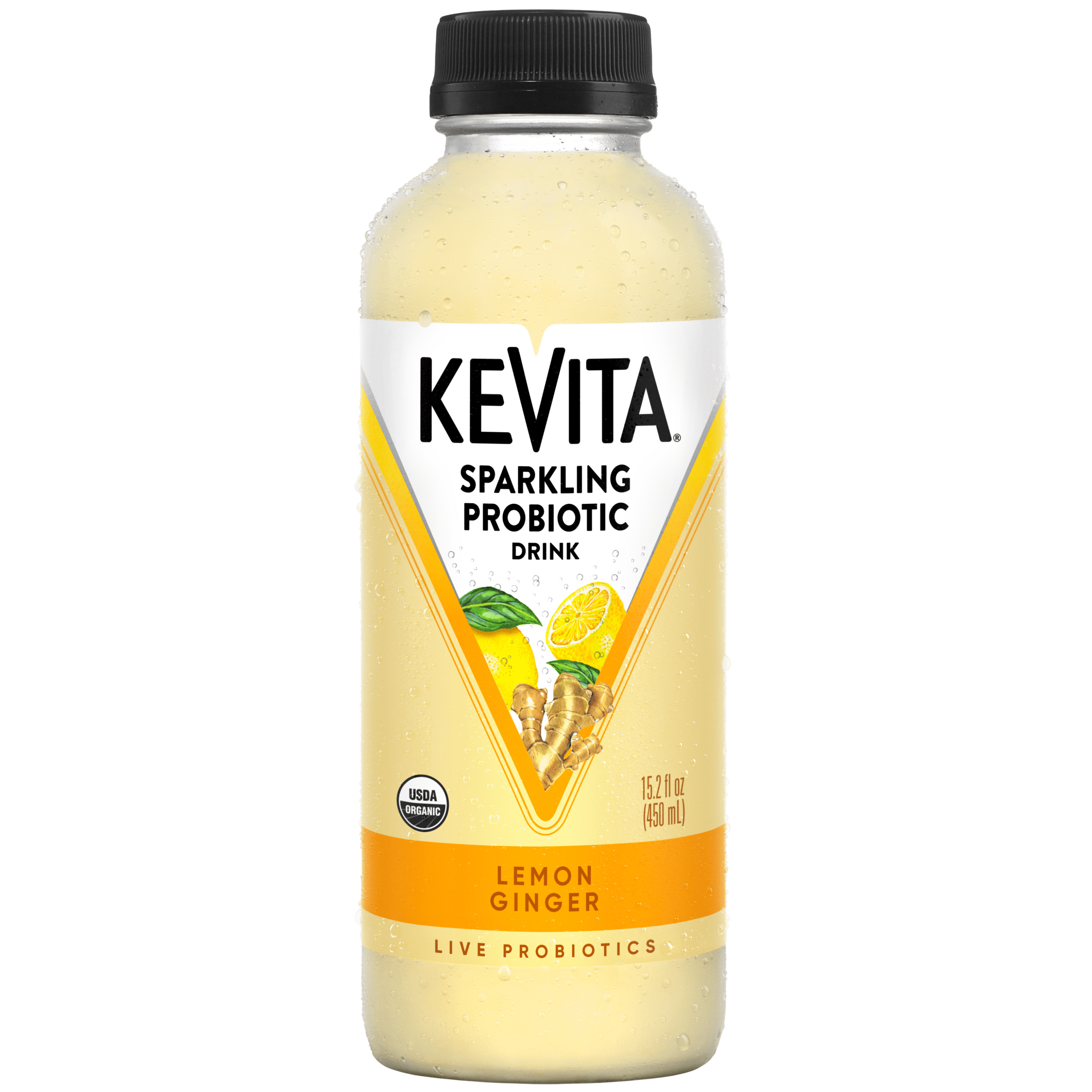 Kevita Sparkling Probiotic Drink Lemon Ginger 15.2 Fl Oz.