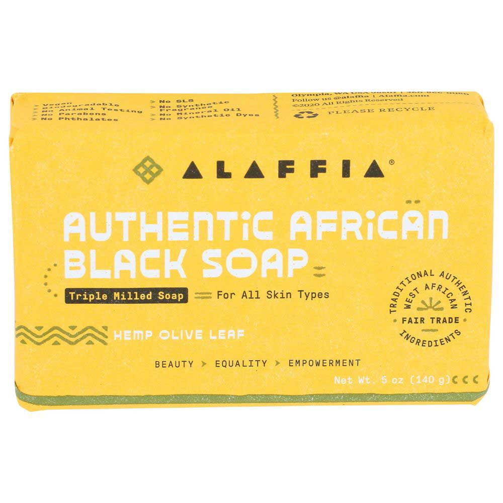 Alaffia Authentic African Black Triple Milled Soap Bar Hemp Olive Leaf 5 oz Bar
