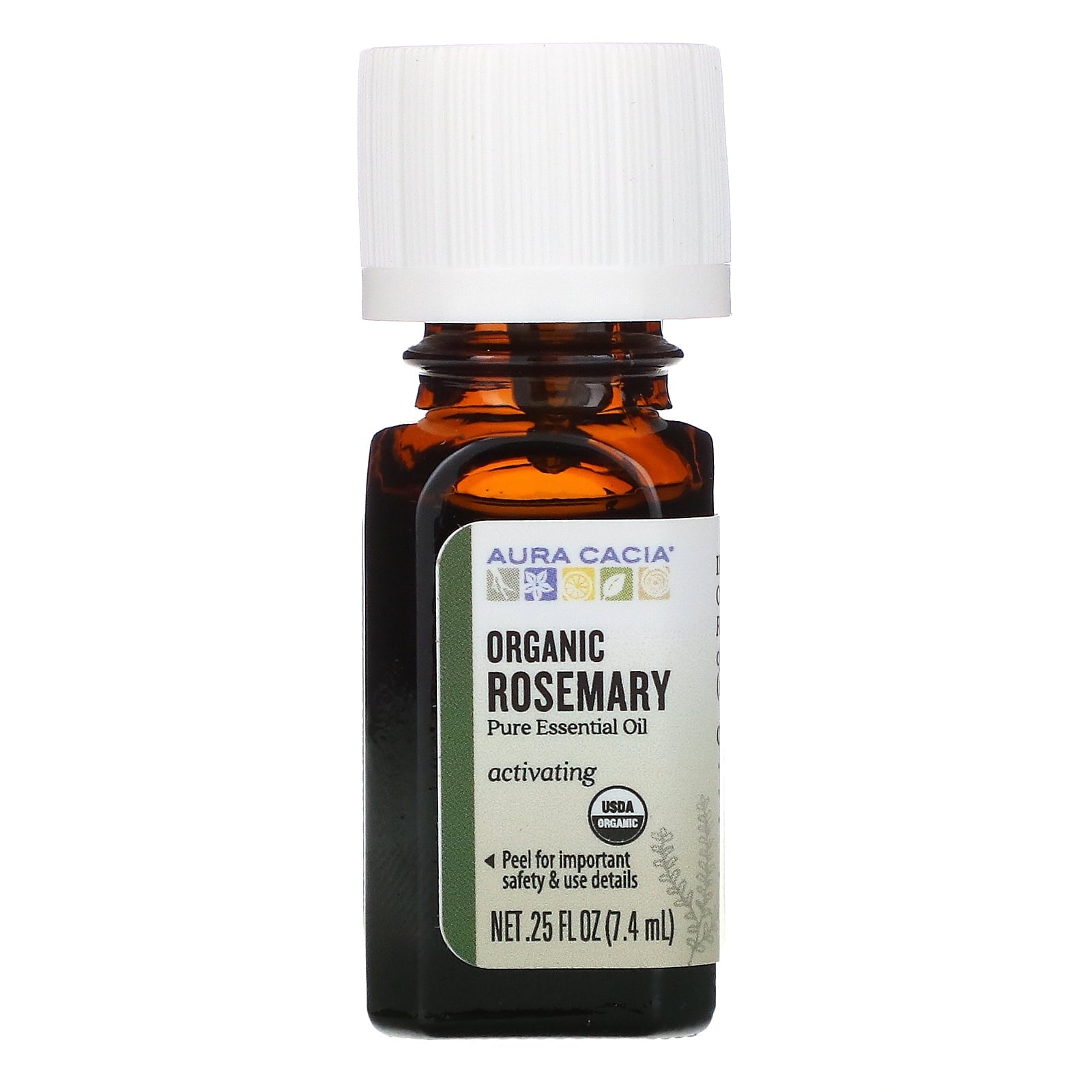 Aura Cacia Organic Essential Oil Rosemary 0.25 oz Bottle