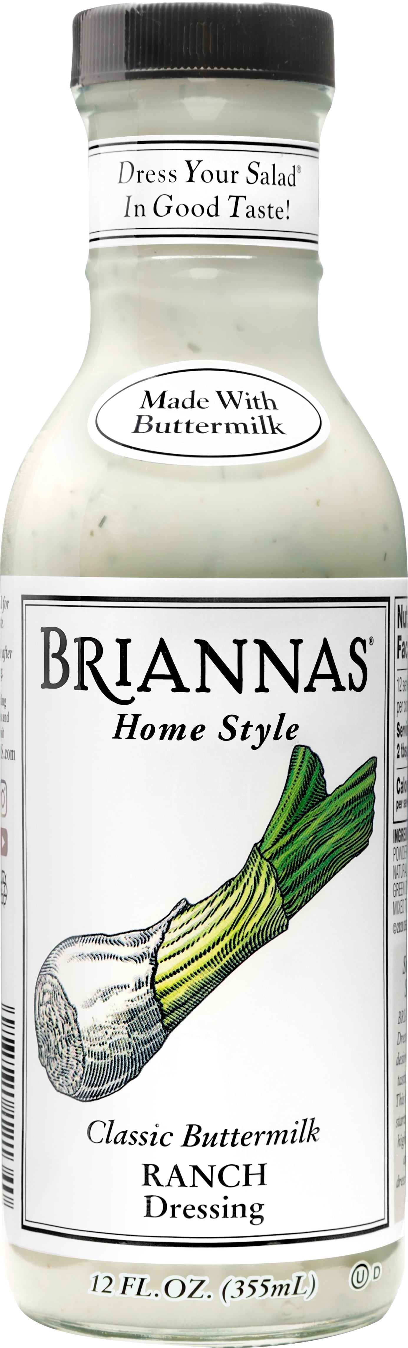 Briannas Home Style Dressing Classic Buttermilk Ranch 12 oz Bottle