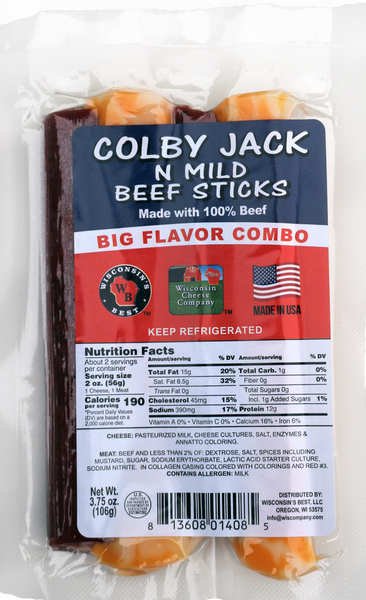 Wisconsins Best Colby Jack N Beef Stick Combo Packs 3.75 Oz