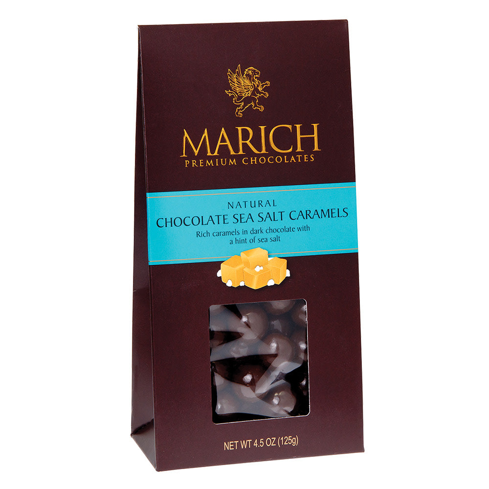 Wholesale Marich Dark Chocolate Sea Salt Caramels 4.5 Oz Gable Box- Bulk