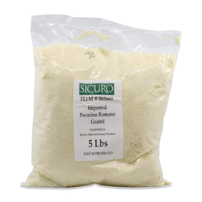 Wholesale Sicuro Grated Romano Cheese Cheese 5 LB-4ct Case Bulk