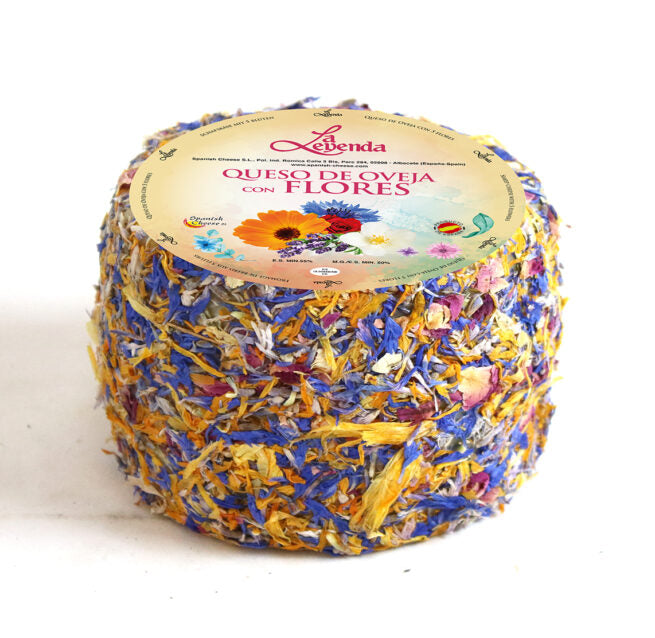 La Leyenda Sheep’s Milk Cheese with Edible Flowers Wheel Cheese 7 LB