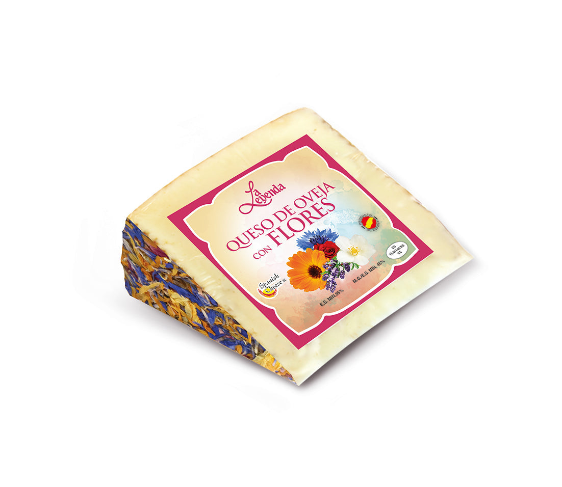 La Leyenda Sheep’s Milk Cheese with Edible Flowers Wedge Cheese 200 Gram