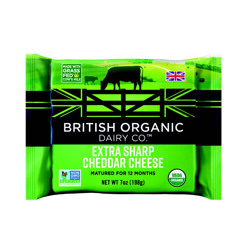 Wholesale British Organic Dairy Extra Sharp Organic Cheddar Cheese 7 OZ-12ct Case Bulk