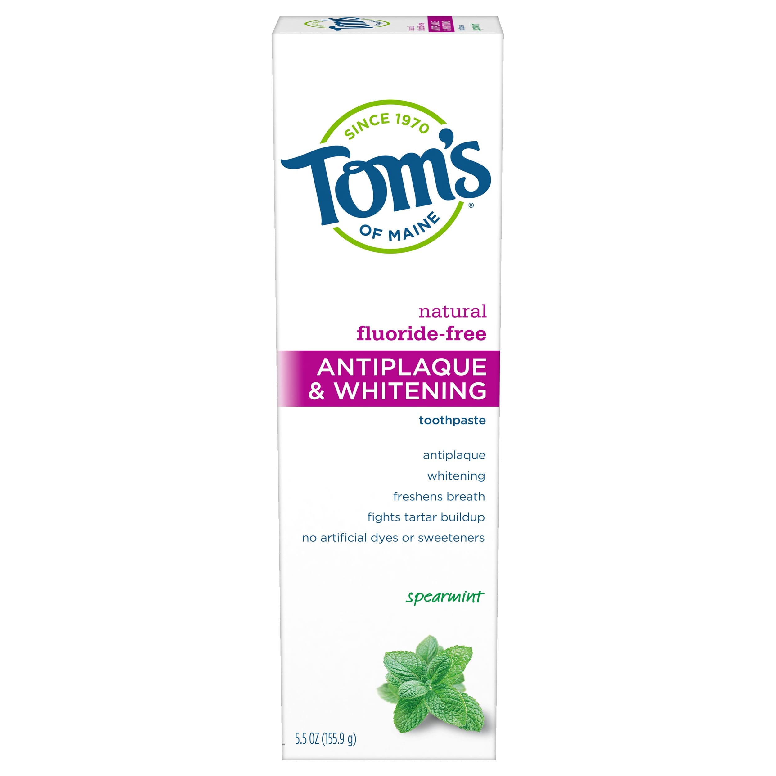 Tom's of Maine Antiplaque and Whitening Toothpaste Spearmint 5.5 Oz Tube