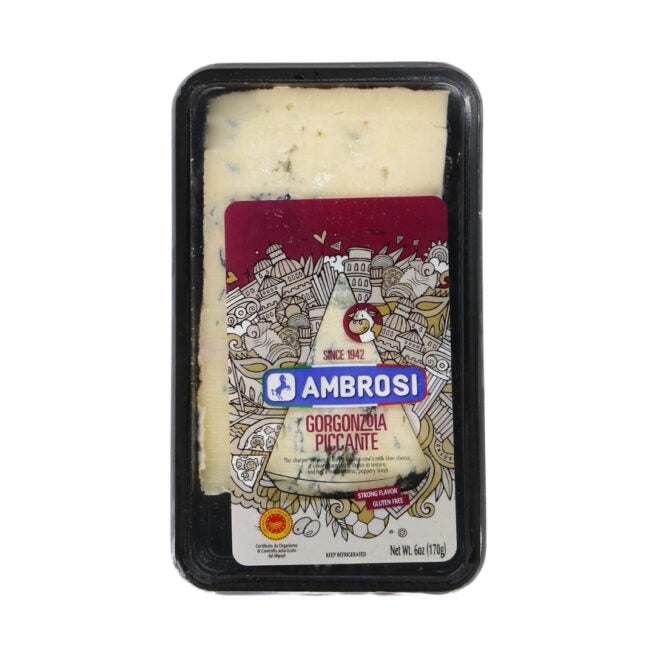 Wholesale Ambrosi Gorgonzola Piccante Wedge Cheese 6 OZ-6ct Case Bulk