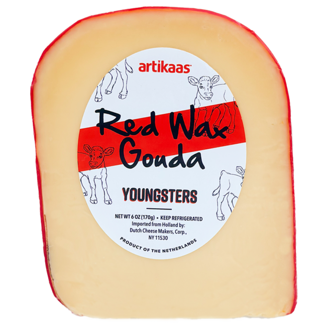 Wholesale Artikaas Red Wax Gouda Cheese 6 oz- Bulk