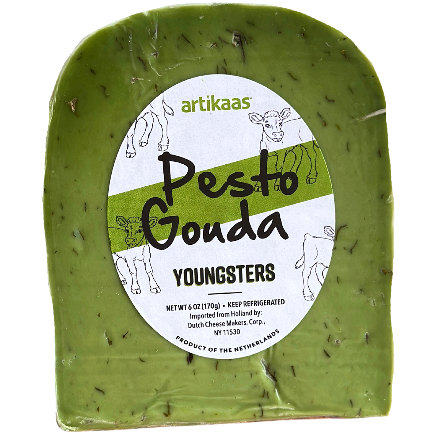 Wholesale Artikaas Pesto Gouda Piece Cheese 6 oz- Bulk