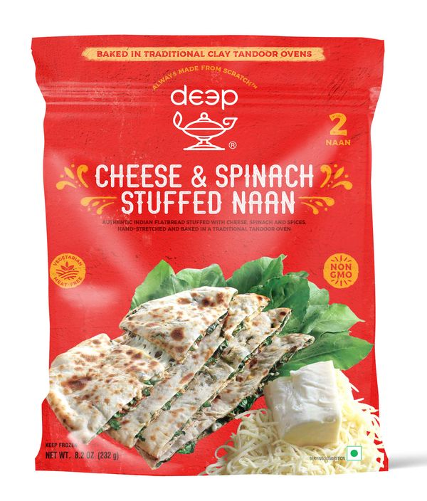 Wholesale Deep Cheese Spinach Naan 2 pc 8.2 oz- Bulk