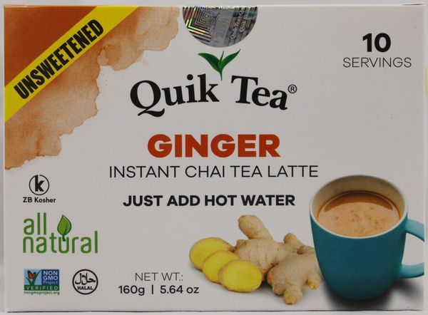 Wholesale Quik Tea Unsweetened Ginger Chai 5.64 oz- Bulk
