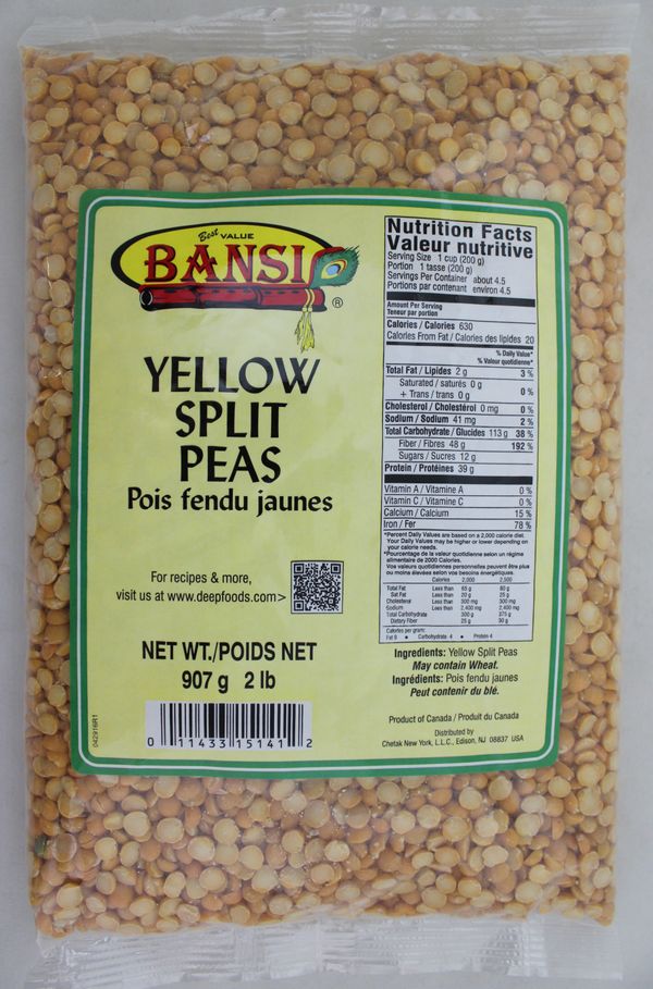 Wholesale Bansi Yellow Split Peas 2 lb- Bulk