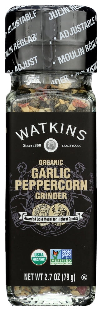 Watkins Organic Garlic Peppercorn Grinder 2.7 Oz