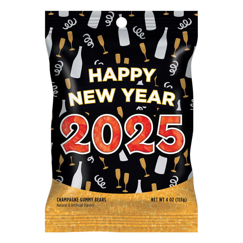 Wholesale Müttenberg Candy New Years Champagne Flavored Gummy Bears 4 Oz Peg Bag-12ct Case Bulk