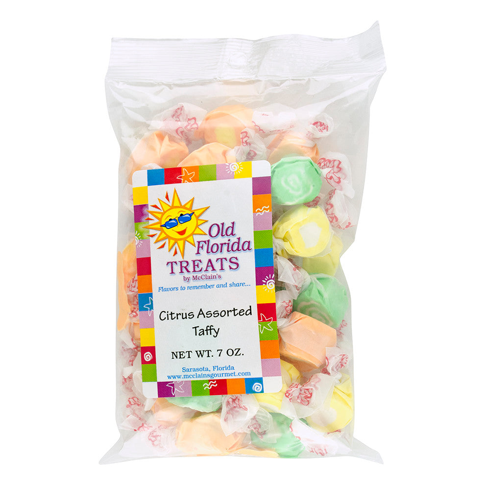 Wholesale Old Florida Treats Citrus Assorted Taffy 7 Oz Bag *Fl Dc Only*-12ct Case Bulk