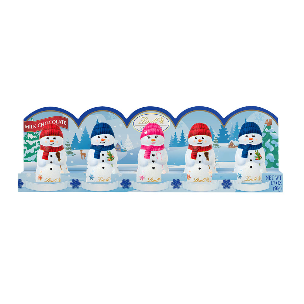 Wholesale Lindt Mini Milk Chocolate Snowmen 5 Pc 1.7 Oz Tray-12ct Case Bulk