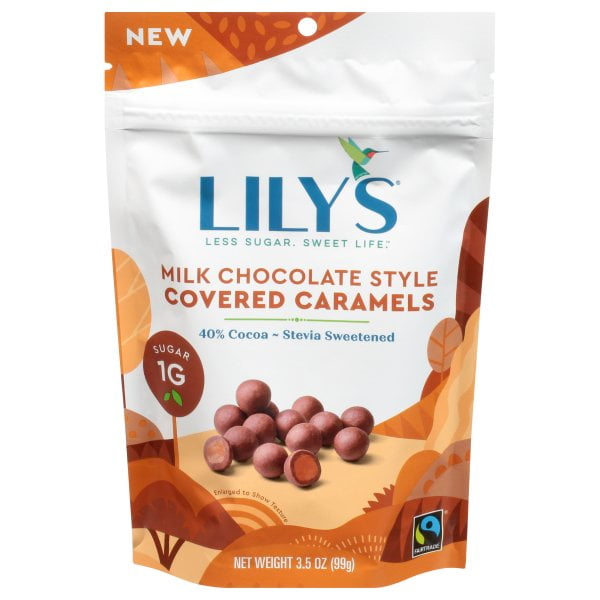 Lilys Sweets Covered Caramels Milk Chocolate 3.5 Oz