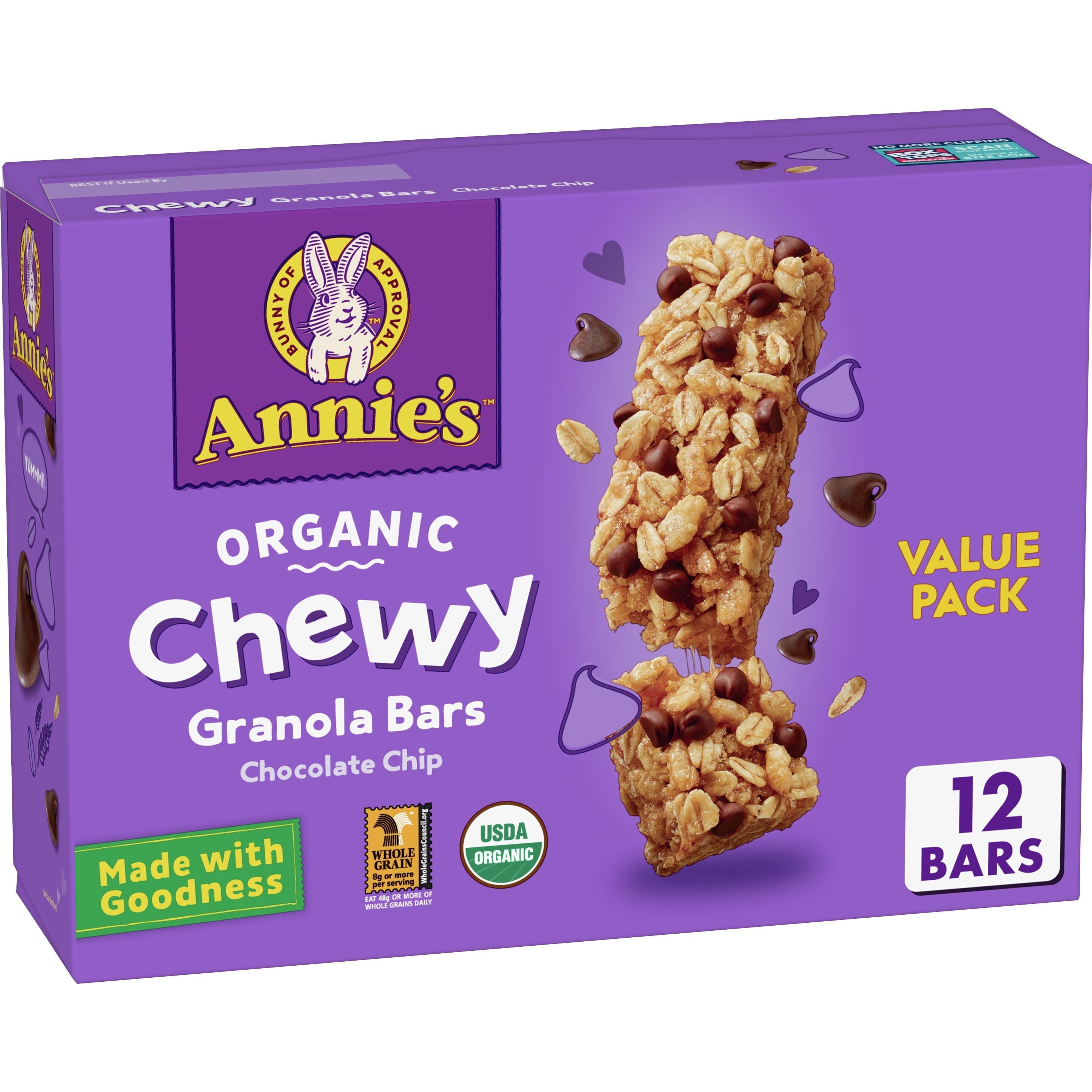 Annie's Homegrown Chewy Granola Bars Chocolate Chip 10.68 Oz Box