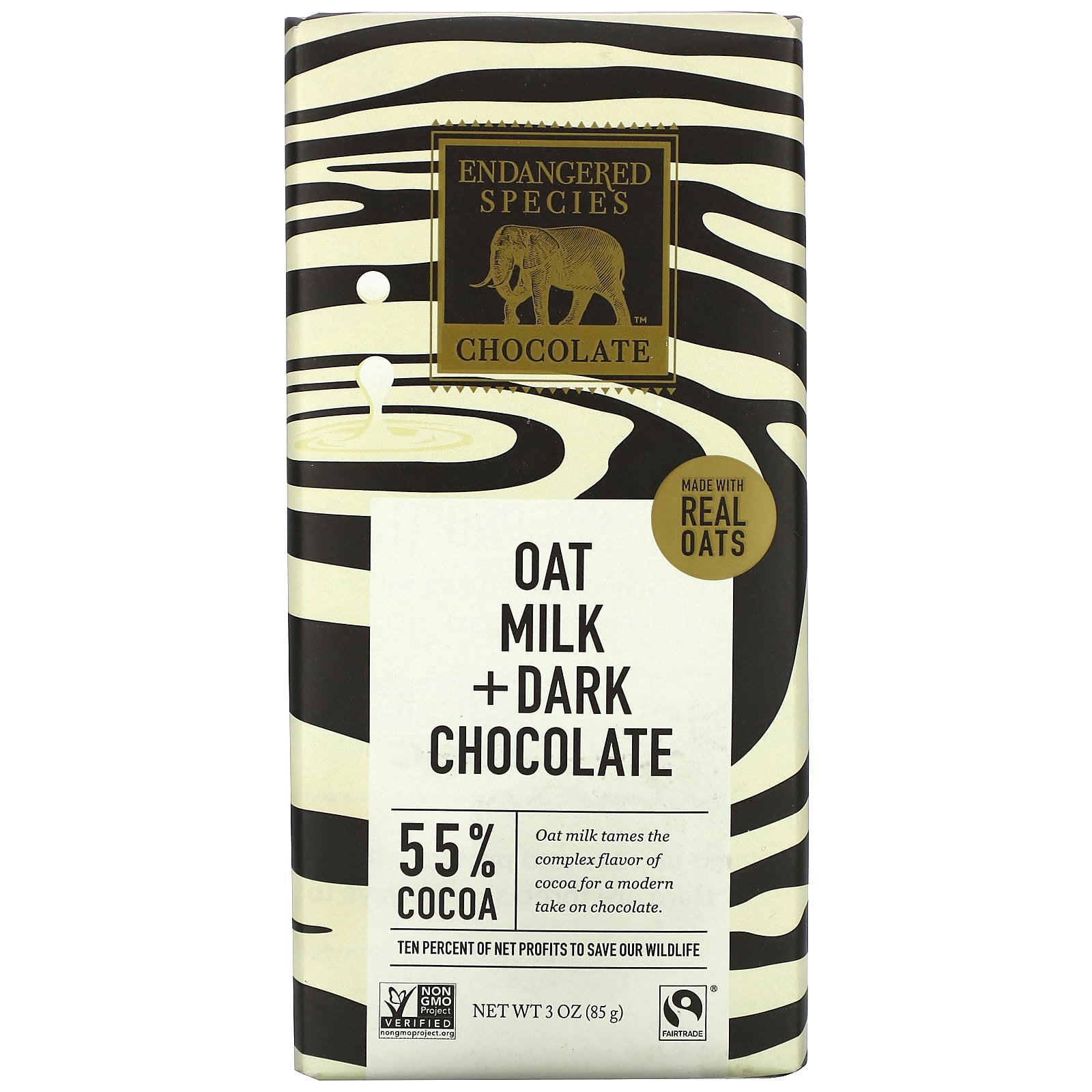 Endangered Species Oat Milk Crisp Dark Chocolate Bar 3 Oz
