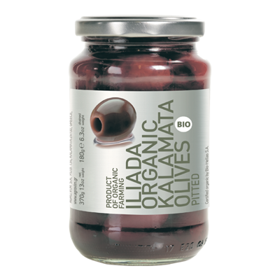 Wholesale Iliada Olives Kalamata Pitted Organ. (Jar) 370 G-12 Ct Case Bulk