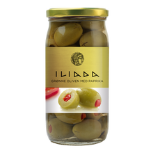 Wholesale Iliada Olives Green Stuffed W/Pepper (Jar) 370 G- Bulk