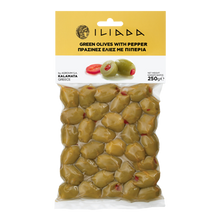 Wholesale Iliada Olives Green W/Pepper Vac 250 G- Bulk