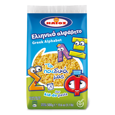 Wholesale Helios Pasta Kids Greek Alphabet 500 Gram-12 Ct Case Bulk