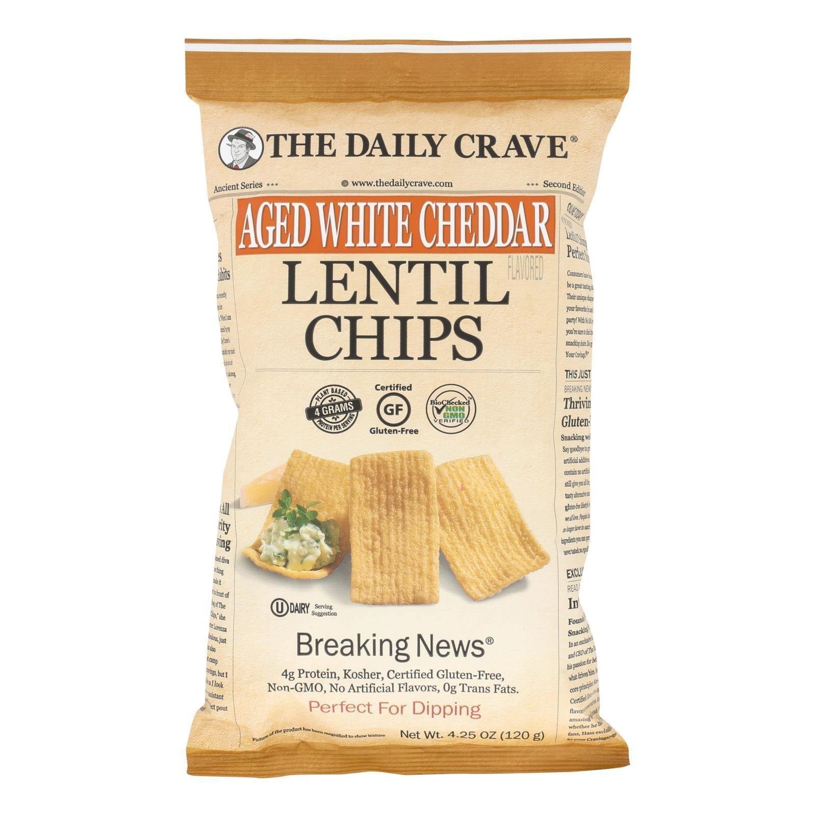 The Daily Crave Chip Lentil Aged Wheat Cheddar 5 Oz