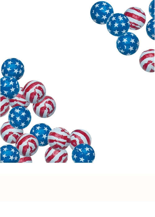 Wholesale Madelaine Chocolate Stars and Stripes Balls-800 Ct Box Bulk