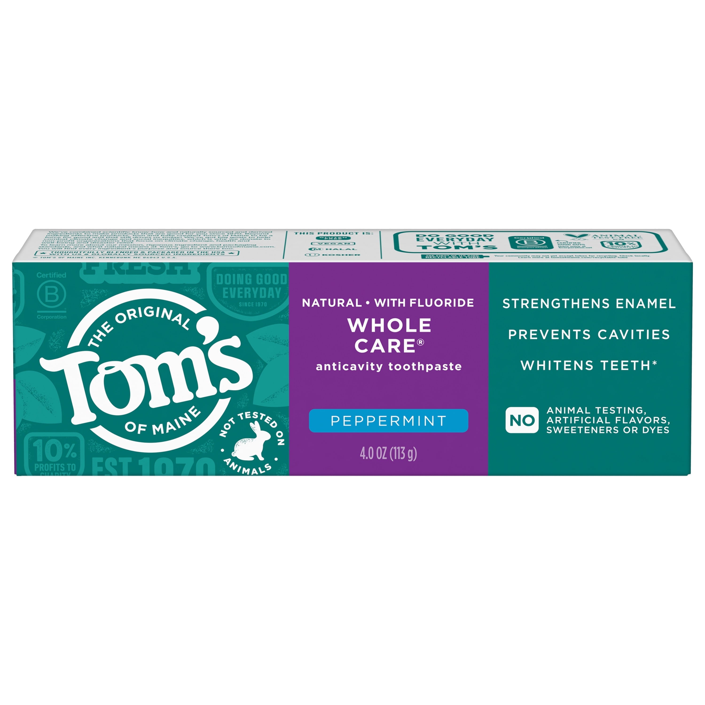 Tom's of Maine Whole Care Toothpaste Peppermint 4.0 Oz Tube