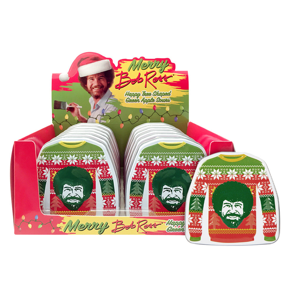 Wholesale Merry Bob Ross Christmas Sweater Candy 1.5 Oz Tin- Bulk