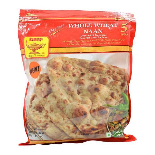 Wholesale Deep Whole Wheat Naan 5pc 14.1 oz-24 Ct Case Bulk