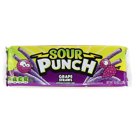 Wholesale Sour Punch Straws Grape Tray 4.5oz- Bulk