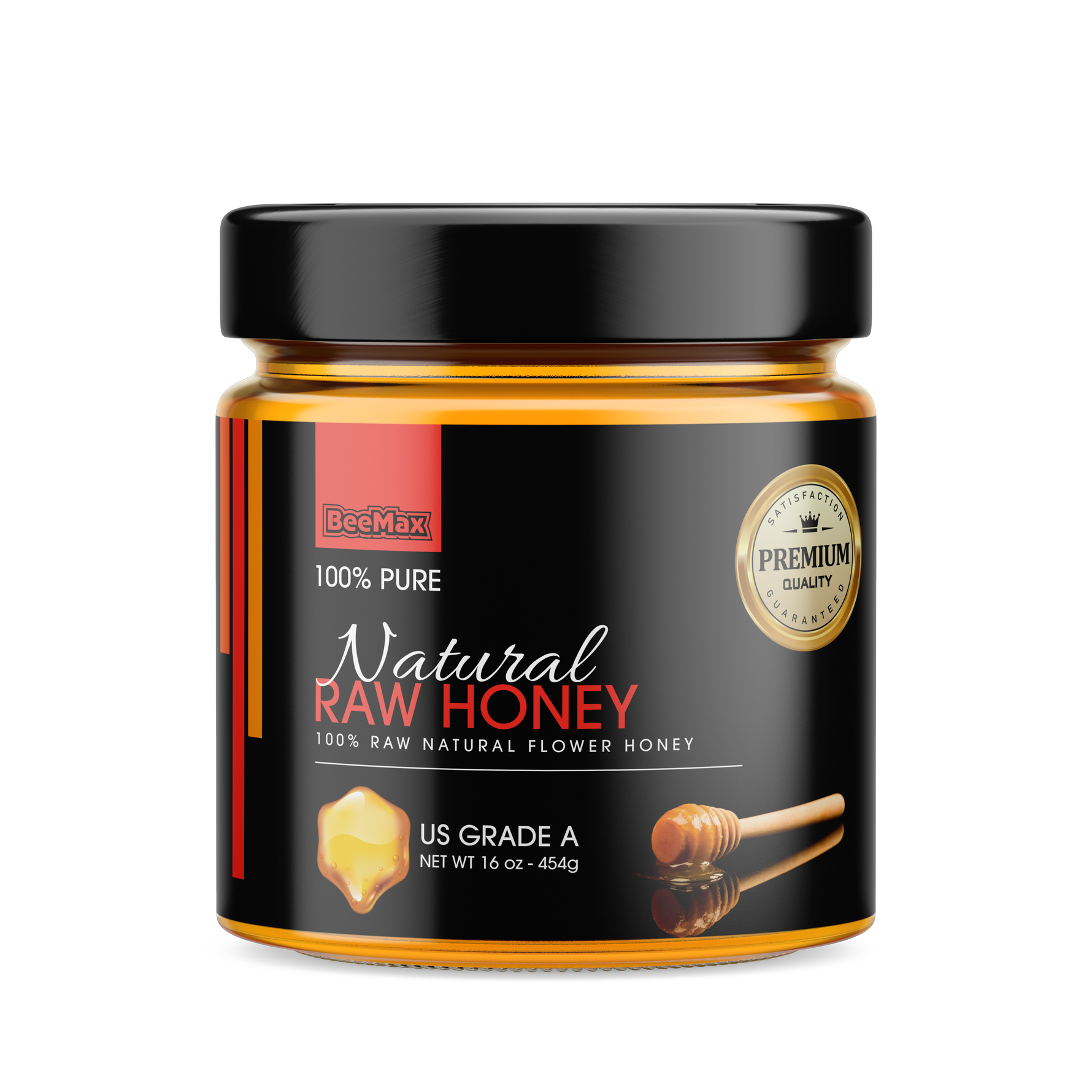 Wholesale BeeMax Raw Natural Flower Honey Jar Design #2 – 16 Oz-12 Ct Case Bulk