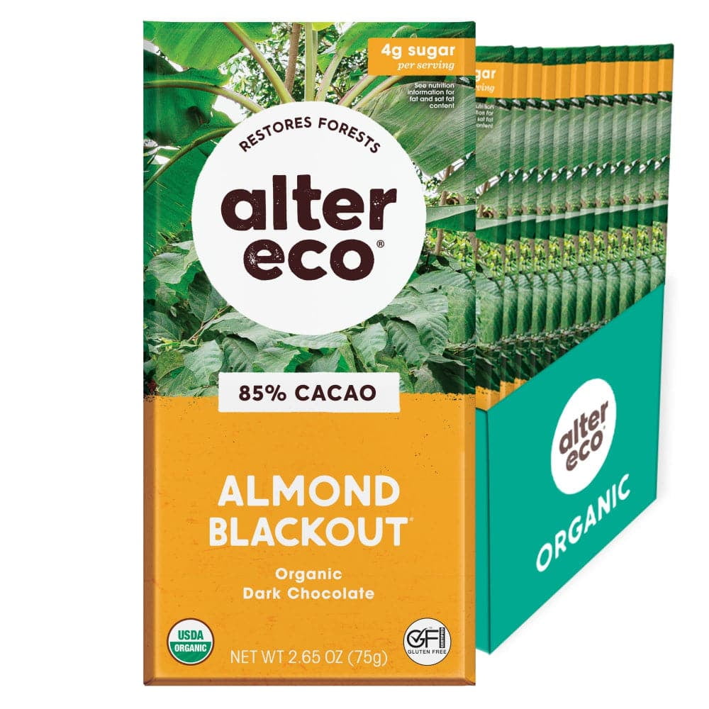 Alter Eco Dark Chocolate Almond Blackout 2.65 Oz Bar