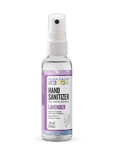 Aura Cacia Lavender Hand Sanitizer Spray Alcohol Antiseptic 2 oz Bottle