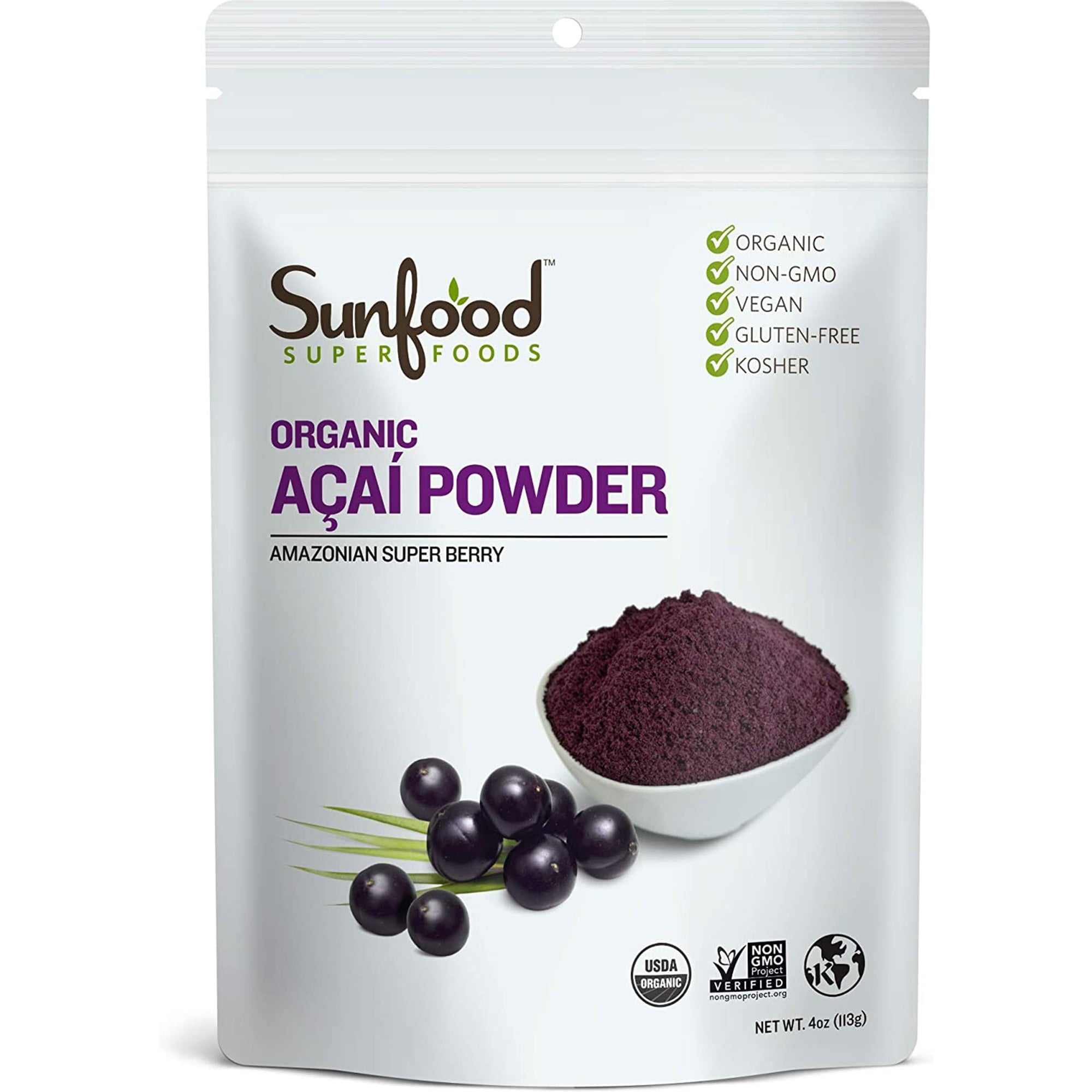 Sunfood Amazonian Acai Powder 4 Oz Pouch
