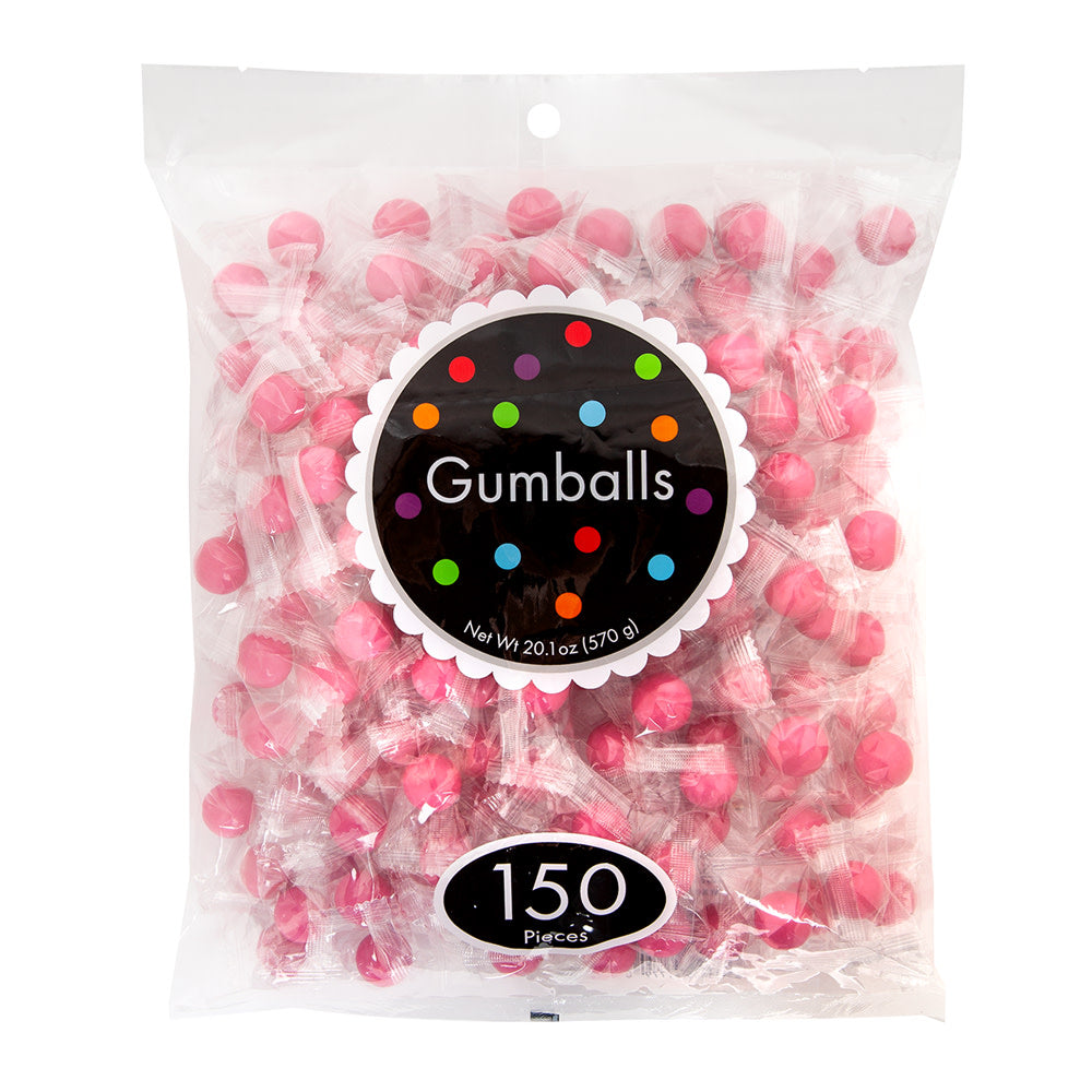 Wholesale Gumballs Bright Pink Bubble Gum Wrapped Gumballs 150 Ct Bag- Bulk