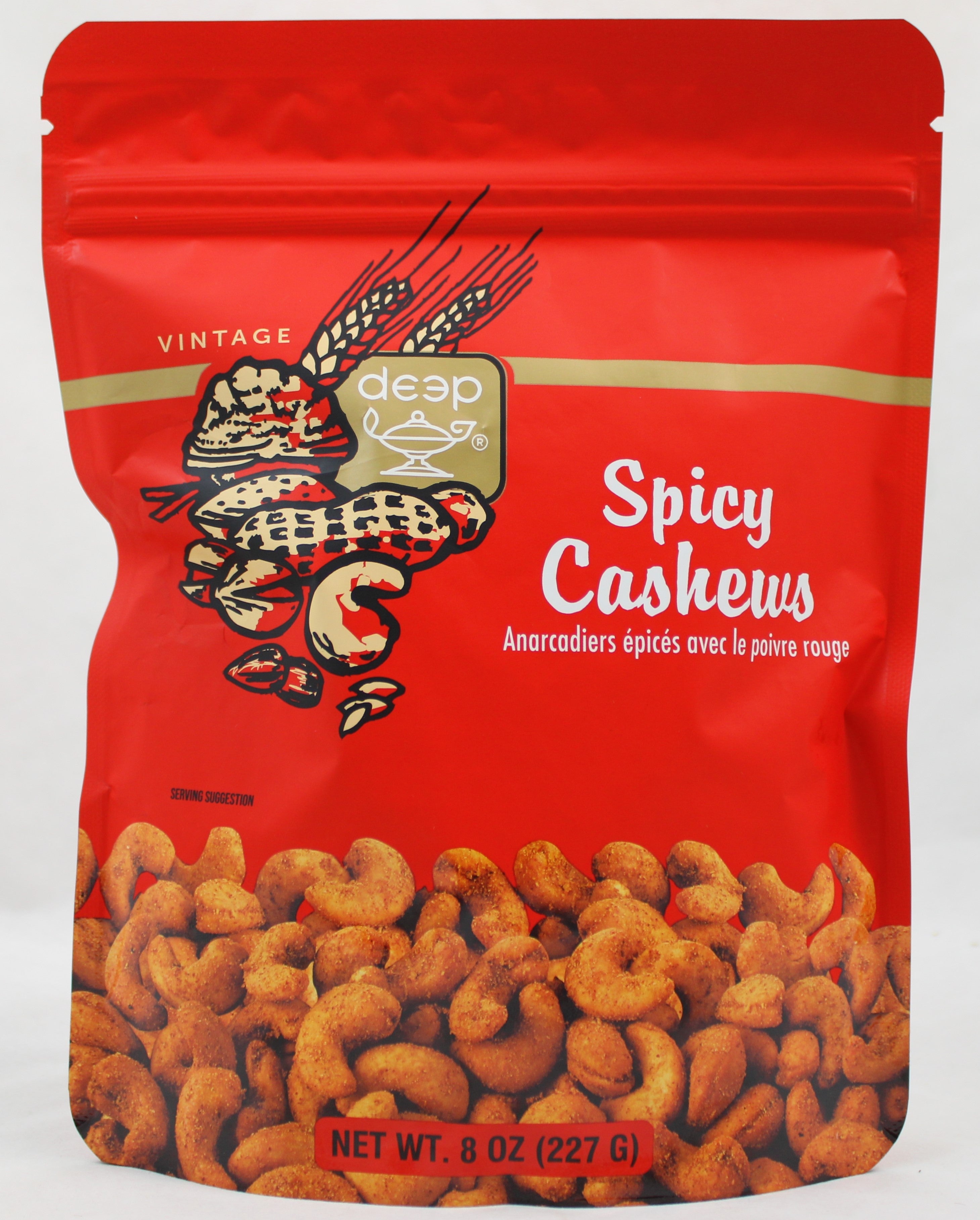 Wholesale Deep Spicy Cashews Red Pepper 8 OZ-20 Ct Case Bulk