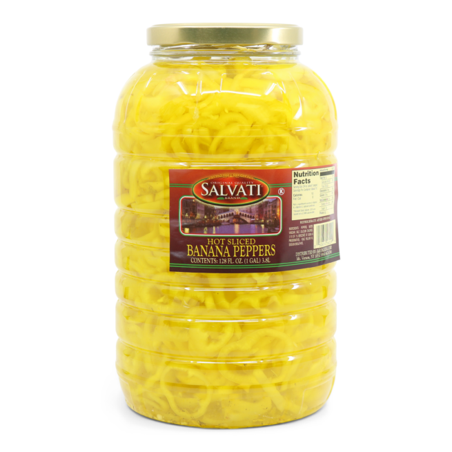 Wholesale Salvati Hot Sliced Banana Pepper 1 GL 128 oz- Bulk