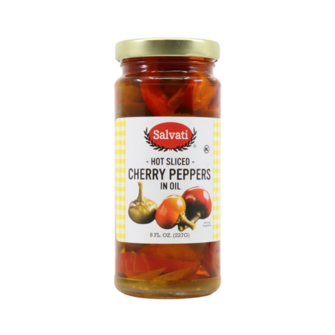 Wholesale Salvati Hot Sliced Cherry Peppers in Oil 8 oz- Bulk
