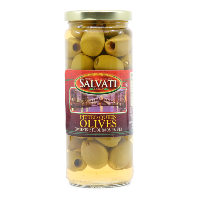 Wholesale Salvati Pitted Queen Olives 16 OZ-12 Ct Case Bulk