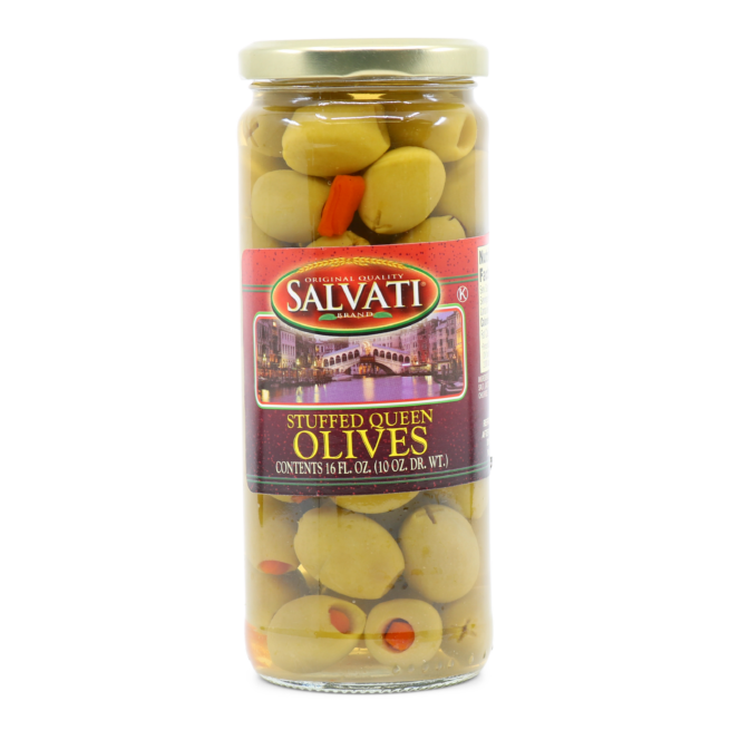 Wholesale Salvati Stuffed Queen Olives 16 OZ-12 Ct Case Bulk