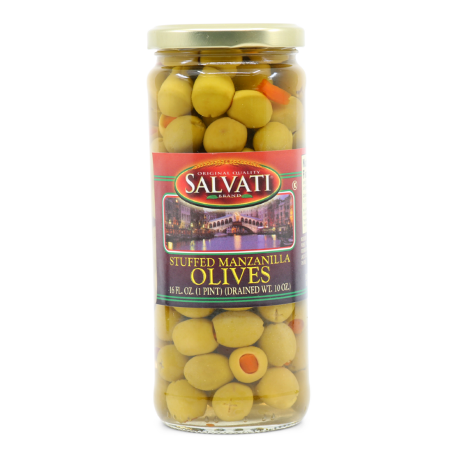 Wholesale Salvati Stuffed Manzanilla Olives 16 OZ-12 Ct Case Bulk