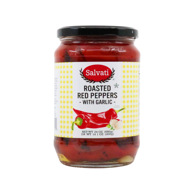 Wholesale Salvati Roasted Capia Pepper with Garlic 24 oz- Bulk